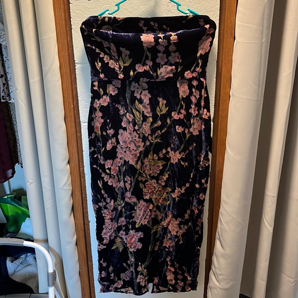 Strapless Floral Dress